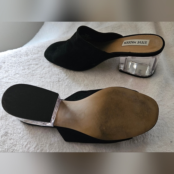 Slip on open toe mule sandal with clear block heel - Picture 5 of 5